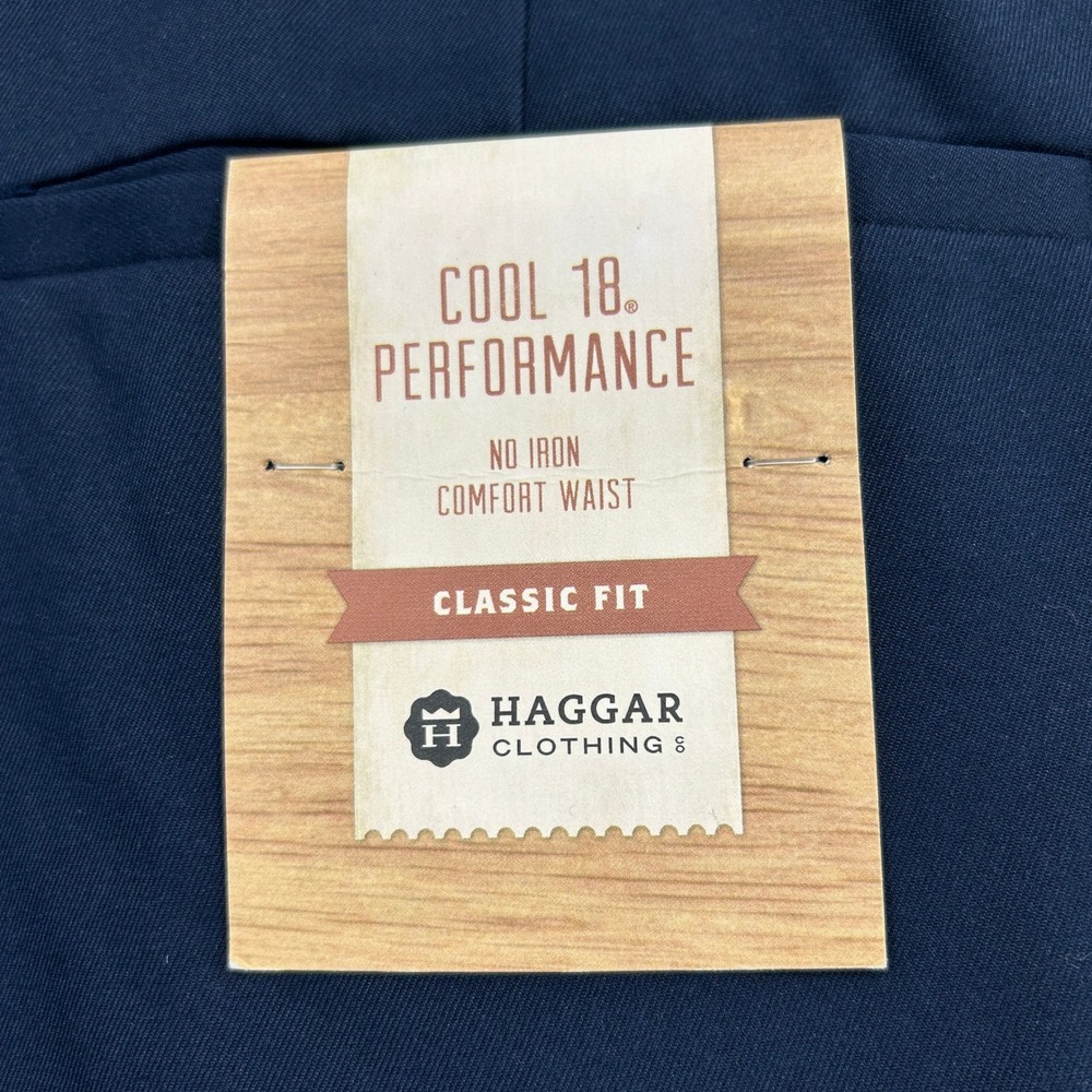 BUNDLE Haggar Cool 18 Performance Mens Navy Blue Tan Dress Pants 46x29 NWT Work - Picture 8 of 16